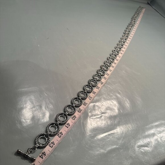 Rope Circle Chain Link Statement Belt Vintage T Bar Clasp Silver Adjustable - Picture 13 of 16